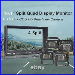 10.1 QUAD Monitor CCD Side/Rear view Reversing Backup Camera For Trucks Caravan