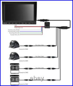 10.1 Quad Monitor CCD Reversing RearView Backup Camera For Truck Trailer Van RV