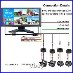 256GB 4CH 10.36 IPS Quad Monitor DVR Reverse Backup Camera For Truck Semi Box