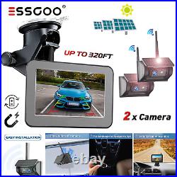 2 x Wireless Solar Magnetic Reverse Rear View 1080P Backup Camera 5 Monitor Kit