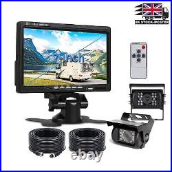 2x 4PIN Backup Reversing Camera HD 7 Monitor Car Rear View System for Camper RV