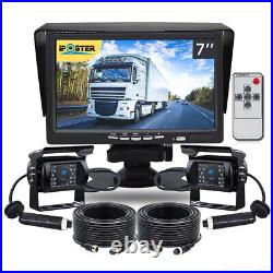 2x Backup Camera 7 Screen Monitor Waterproof Reversing Rear View Truck Trailer