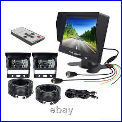 2x Backup Camera 7 Screen Monitor Waterproof Reversing Rear View Truck Trailer