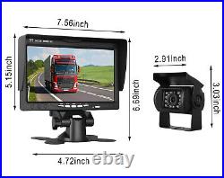 2x Backup Camera 7 Screen Monitor Waterproof Reversing Rear View Truck Trailer