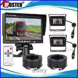 2x Backup Camera 7 Screen Monitor Waterproof Reversing Rear View Truck Trailer