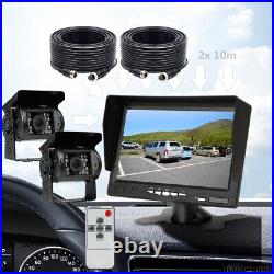 2x Backup Camera 7 Screen Monitor Waterproof Reversing Rear View Truck Trailer