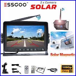 2x Wireless Solar Magnetic Reverse Rear View Backup Camera +7 Monitor For Truck