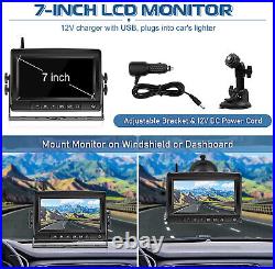 2x Wireless Solar Magnetic Reverse Rear View Backup Camera +7 Monitor For Truck