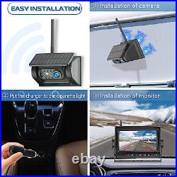 2x Wireless Solar Magnetic Reverse Rear View Backup Camera +7 Monitor For Truck