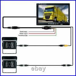 4Pin 7 HD Monitor Bus Trailer Truck Dual Rear View CCD Backup Camera Kit 12-24V