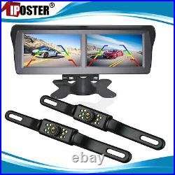 4.3 2xScreen Monitor+Front+Rear View Backup Camera For Car Truck RV Van Reverse