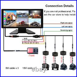 5CH 10.36 IPS Quad Monitor DVR Backup camera For Truck Semi Box Bus VAN Reverse
