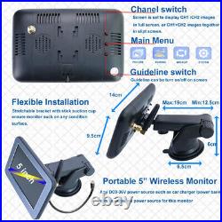5'' Digital Wireless Monitor 1080P Rearview Backup Reverse Solar Recharge Camera