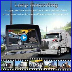 7'' Digital Wireless Quad Monitor +2X Rear View DVR Reverse Camera Truck Trailer