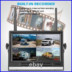 7 Digital Wireless Quad Monitor DVR Reverse Backup Camera Kit For Caravan Truck