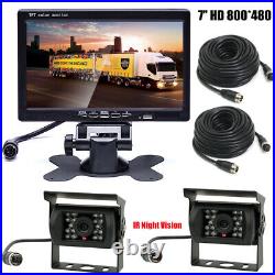 7 IPS Caravan Bus Truck HD Monitor Dual Rear View Reverse Backup Camera Kit
