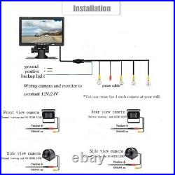 7 Monitor + 4 Rear Front Side View Back up Reverse Camera Night Vision RV Truck
