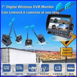7 Quad DVR Monitor 4X Wireless Magnetic Battery Hitch Solar Reversing Camera Rv