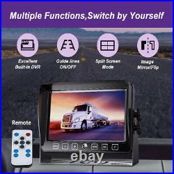 7 Quad DVR Monitor Splitscreen Wireless Magnetic Reverse Camera Kit Truck Van