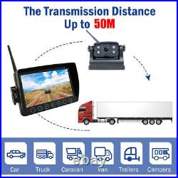 7 Quad DVR Monitor Splitscreen Wireless Magnetic Reverse Camera Kit Truck Van
