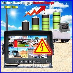 7 Quad DVR Monitor Wireless Magnetic Battery Hitch Solar Reversing Camera 1080P