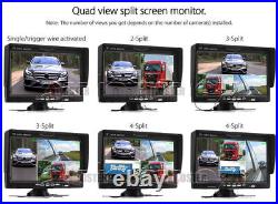 7 Quad Monitor Screen Backup Rear View CCD Camera Reversing for Trucks Bus VAN