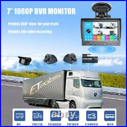 7 Quad Split Monitor DVR Dash Cam with Suction Cup Backup Reversing Camera System