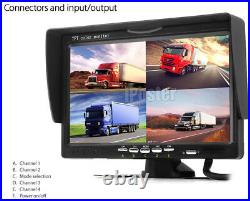 7 Quad Split Screen Monitor Truck Trailer Backup Camera Reversing Camera System