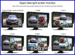 7 Split Quad Car Reversing Monitor 4 Video +4x Truck CCD Backup Camera 24V-12V