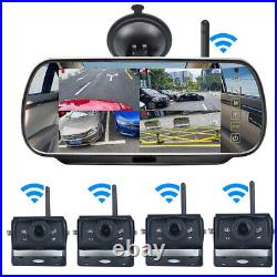 7'' Wireless 4CH DVR Mirror Monitor +4 Reverse Backup Wifi Camera For Truck Bus