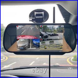 7'' Wireless 4CH DVR Mirror Monitor +4 Reverse Backup Wifi Camera For Truck Bus