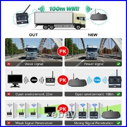 7''Wireless 4CH DVR Mirror Monitor+4 Reverse Backup Wifi Camera For Truck Bus RV