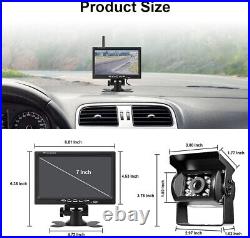 7 Wireless Backup Monitor Dual Rear View Reverse Camera Kit Truck Caravan RVs