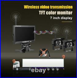 7 Wireless Dual Rear View Backup Cameras HD Monitor Kit for Truck Caravan RVs