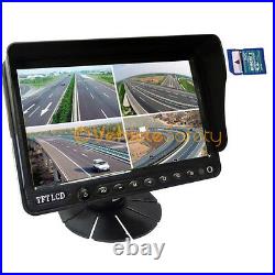 9 Monitor With DVR Quad Screen for Vehicle Backup Reverse Camera Safety System