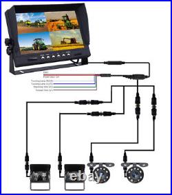 9 Quad Monitor 4x CCD Backup Camera 12-24V For RV Truck Trailer Bus Reversing