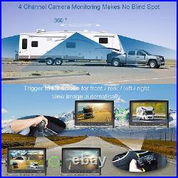 9 Quad Monitor DVR 1080P Backup Camera 360 View For RV Truck Trailer Reversing