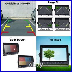 9 Quad Monitor Screen Car Rear View Backup CCD Reversing Camera System Bus RV