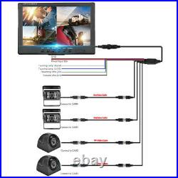 9 Quad Monitor Screen + Rear View Backup Reversing Parking Camera For Truck Bus