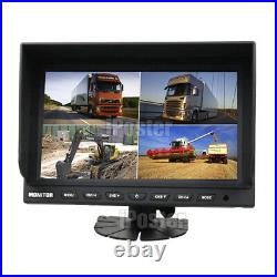 9 Quad Reversing Monitor 4 Video + 4 CCD Backup Cameras 4Pin For Truck Bus Van