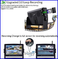 9 Quad Split Digital Wireless DVR Monitor Backup Reversing Camera Rear View Kit