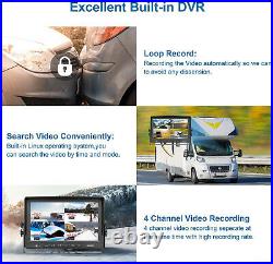 9 Quad Split Monitor DVR 4x Reversing Backup Front Rear Camera For Truck 12-36V