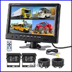 9 Quad Split Monitor Screen Reverse Backup CCD Camera System For Bus Truck Rv