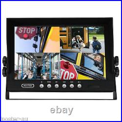9 Quad Split Screen Monitor Truck Trailer Backup Camera System Reversing Camera