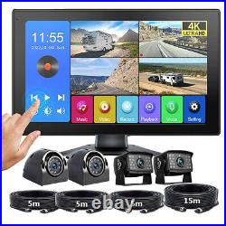 9'' Quad Split Touch Screen Monitor HD Rear View Backup Camera System Truck Bus
