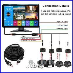 9'' Quad Split Touch Screen Monitor HD Rear View Backup Camera System Truck Bus