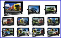 9 Split Quad Car Reversing Monitor 2x Truck CCD Backup Camera 4Pin Caravan Kit