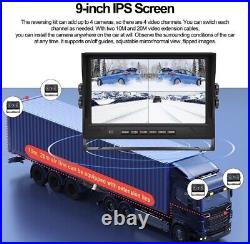 Camecho Vehicle Backup Camera 9 Inch 4-Split Monitor Front View, Rear View