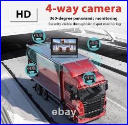 Camecho Vehicle Backup Camera 9 Inch 4-Split Monitor Front View, Rear View