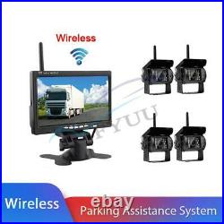 Car Bus Truck Wireless 4 Backup Camera +7 LCD Reverse Monitor Assistance System